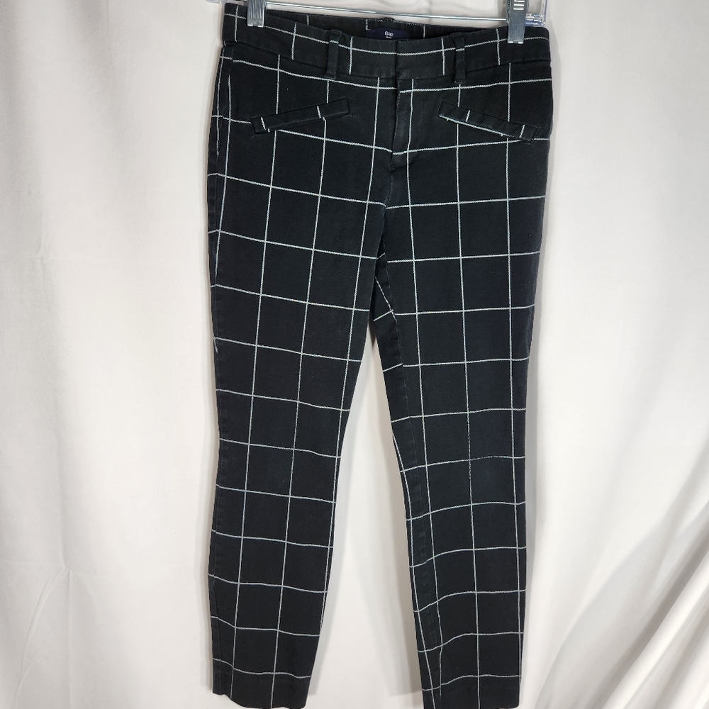 Gap Black & Grey Plaid Skinny Ankle Pants Size 0 Regular